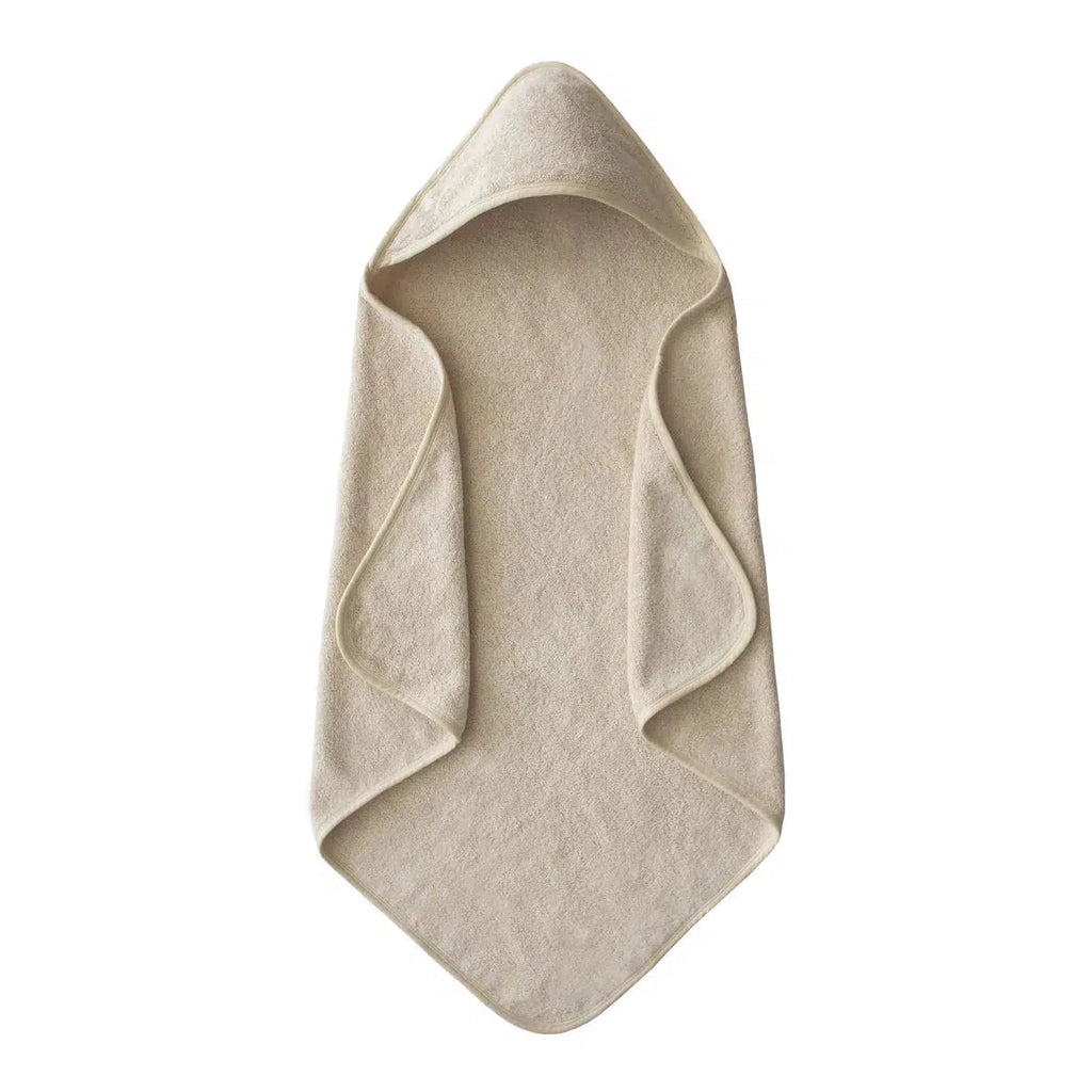 Mushie - Organic Cotton Baby Hooded Towel - Fog-Towels + Washcloths-Posh Baby