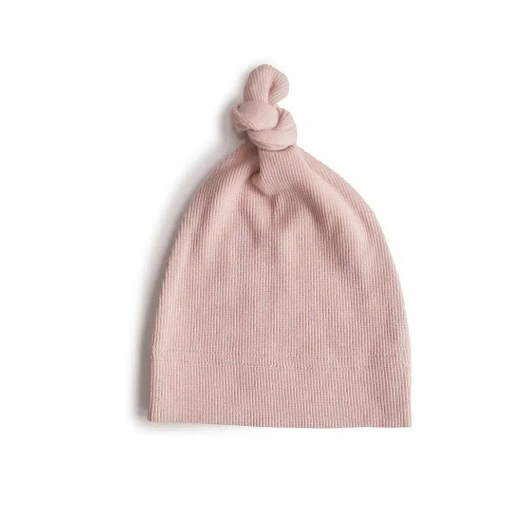 Mushie - Organic Cotton Knotted Beanie - Blush-Hats-0-3M-Posh Baby