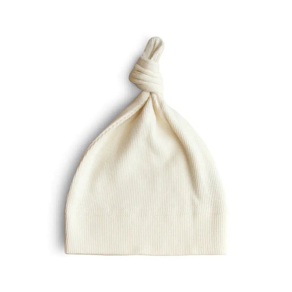 Mushie - Organic Cotton Knotted Beanie - Ivory-Hats-0-3M-Posh Baby