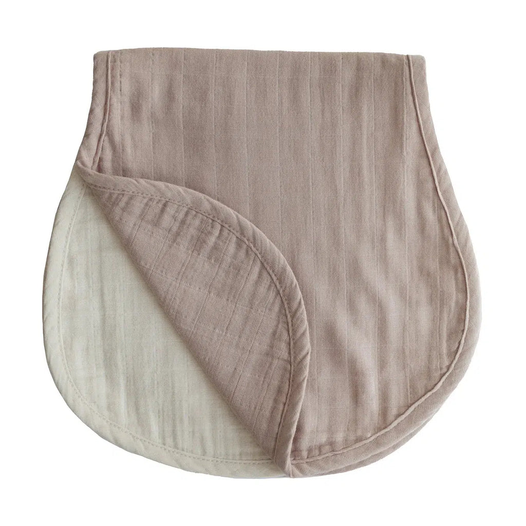 Mushie - Organic Cotton Muslin Burp Cloth 2-Pack - Natural + Fog-Bibs + Burps-Posh Baby