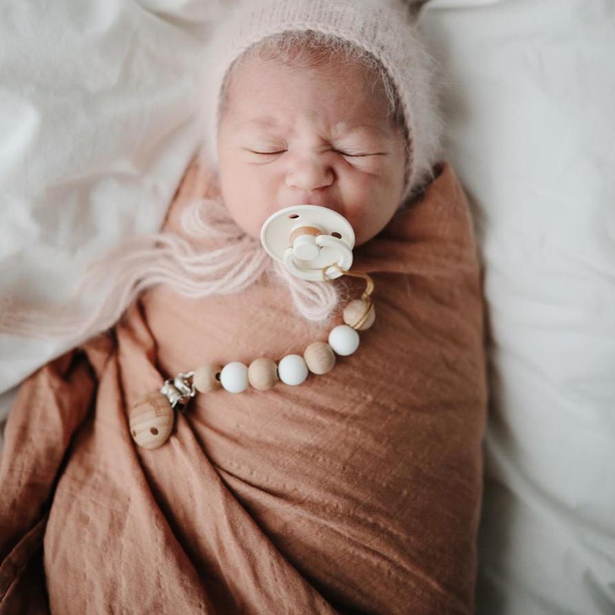 Mushie - Organic Cotton Muslin Swaddle Blanket - Natural-Swaddle Blankets-Posh Baby