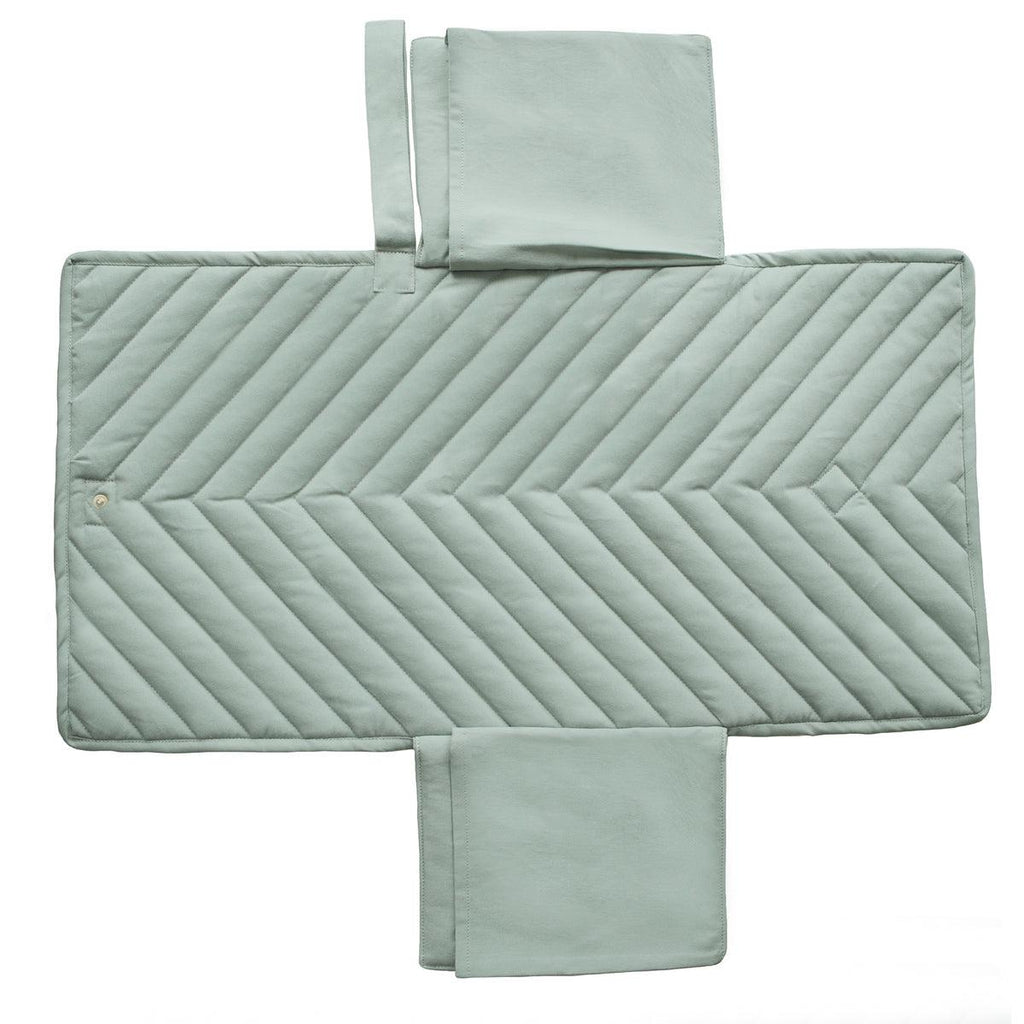 Mushie - Organic Portable Changing Pad - Roman Green-Diaper Bags-Posh Baby