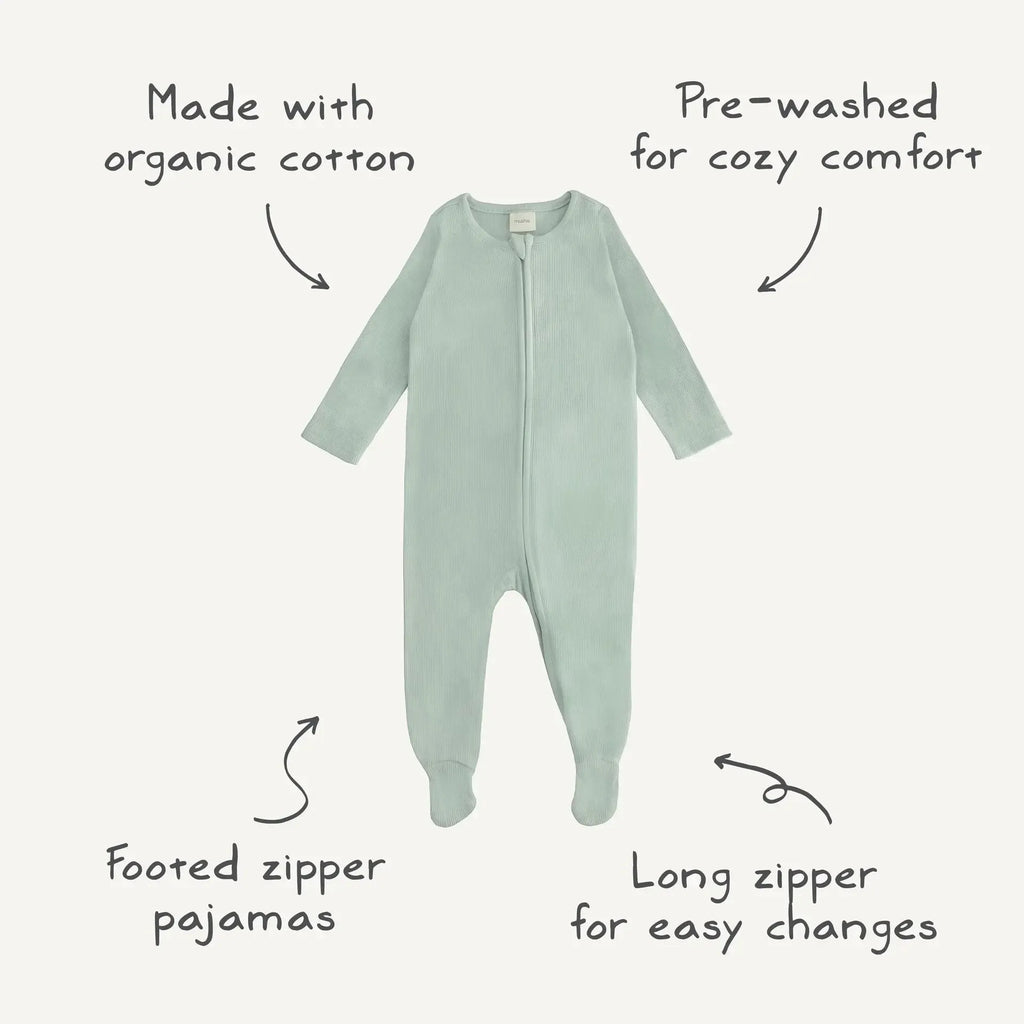 Mushie - Organic Zipper Footie - Blush-Footies + Rompers (Basic)-0-3M-Posh Baby