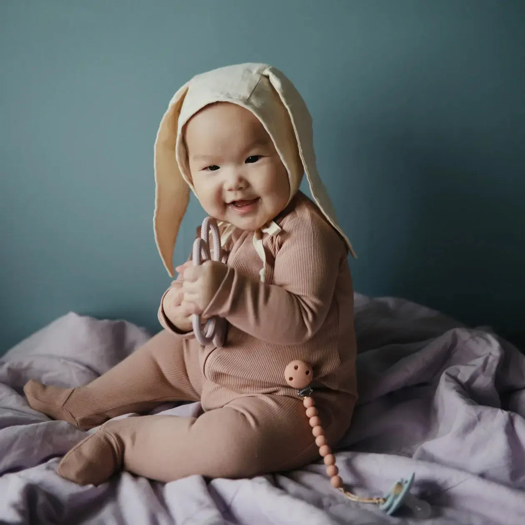 Mushie - Organic Zipper Footie - Blush-Footies + Rompers (Basic)-0-3M-Posh Baby