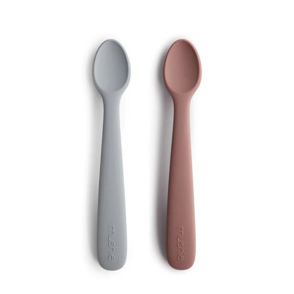 Mushie - Silicone Feeding Spoons - 2 Pack-Plates + Bowls + Cups + Utensils-Blush/Sand-Posh Baby