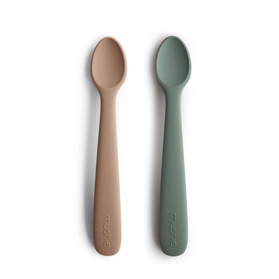 Mushie - Silicone Feeding Spoons - 2 Pack-Plates + Bowls + Cups + Utensils-Thyme/Natural-Posh Baby