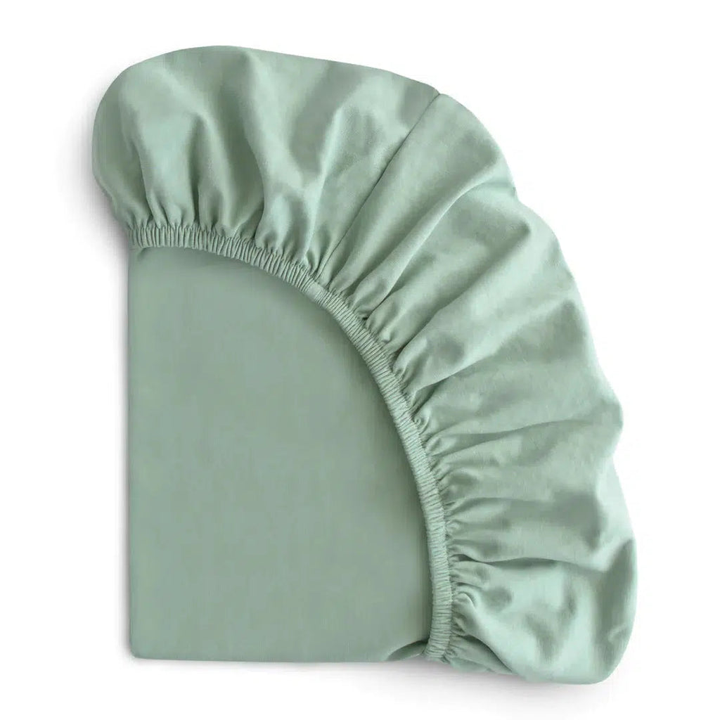 Mushie - Stretchy Crib Sheet - Roman Green-Crib Sheets-Posh Baby