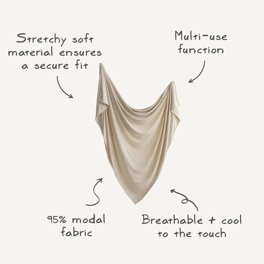 Mushie - Stretchy Swaddle Blanket - Dried Thyme-Swaddle Blankets-Posh Baby