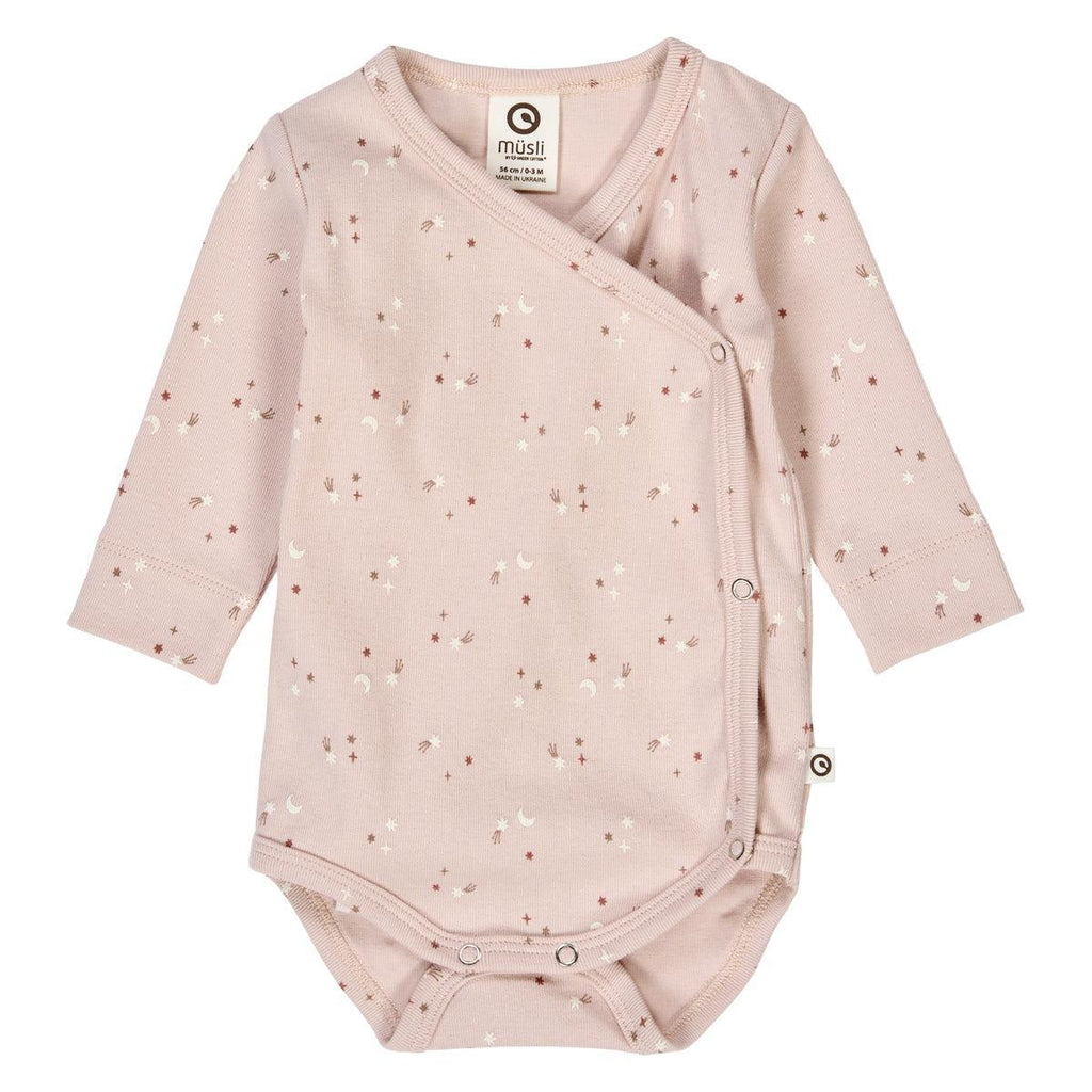 Musli - Organic Kimono Bodysuit - Pink Night Sky-Onesies-Preemie-Posh Baby