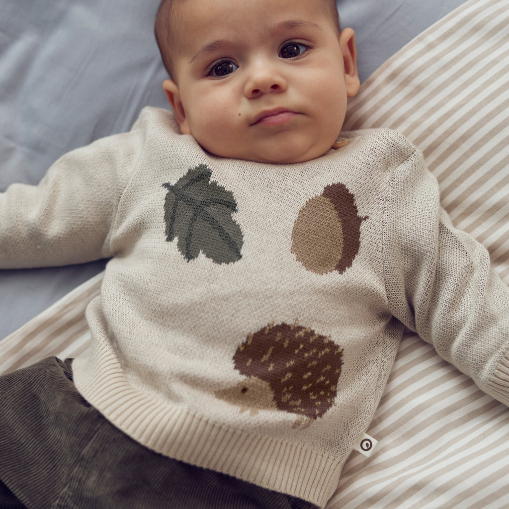 Musli - Organic Knit Sweater - Acorn-Sweaters + Cardigans + Jackets-0-3M-Posh Baby