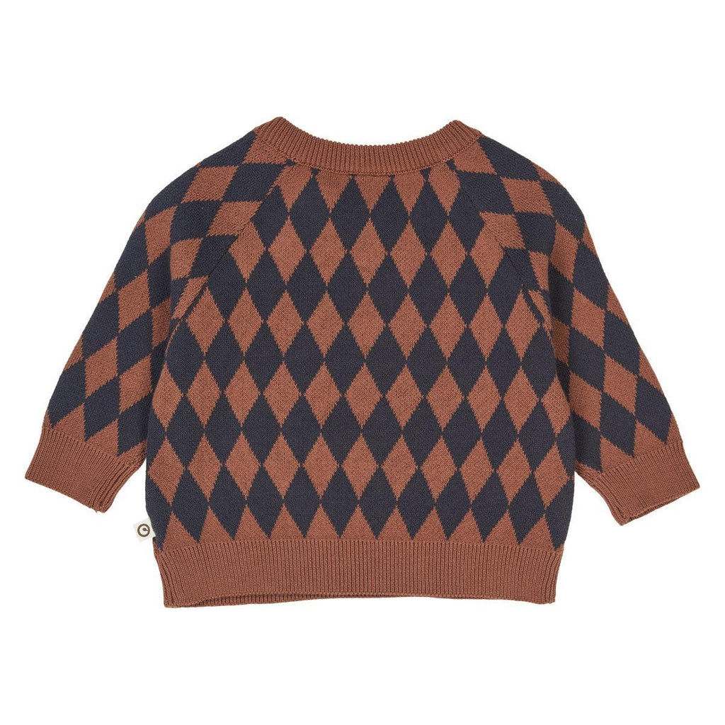 Musli - Organic Knit Sweater - Rust Harlequin-Sweaters + Cardigans + Jackets-0-3M-Posh Baby