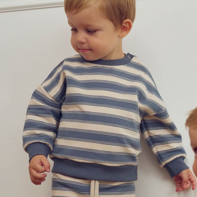 Musli - Organic Sweatshirt + Pant Set - Blue Stripe-Sets-0-3M-Posh Baby
