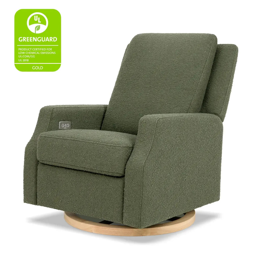 Namesake - Crewe Electronic Recliner and Swivel Glider - Olive Boucle + Wood Base-Chairs-Posh Baby