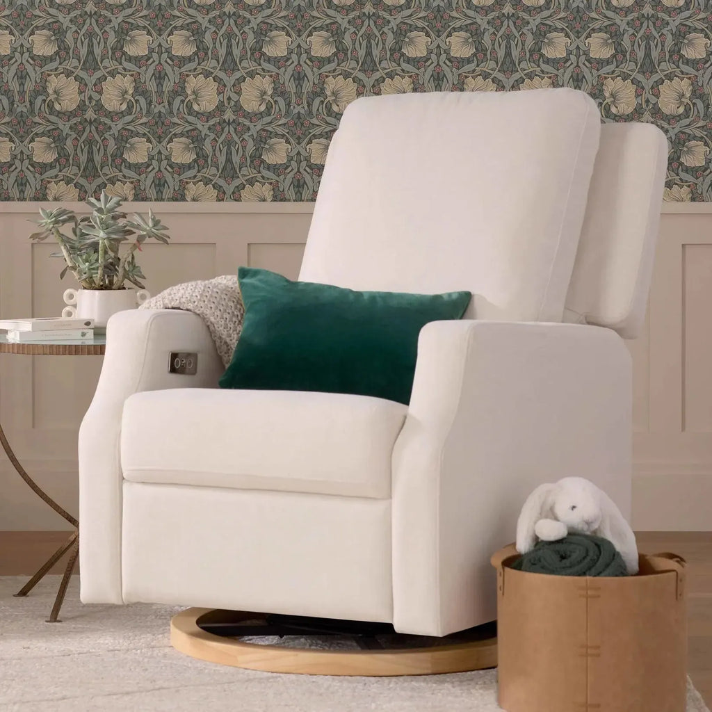 Namesake - Crewe Electronic Recliner and Swivel Glider - Performance Cream + Wood Base-Chairs-Posh Baby
