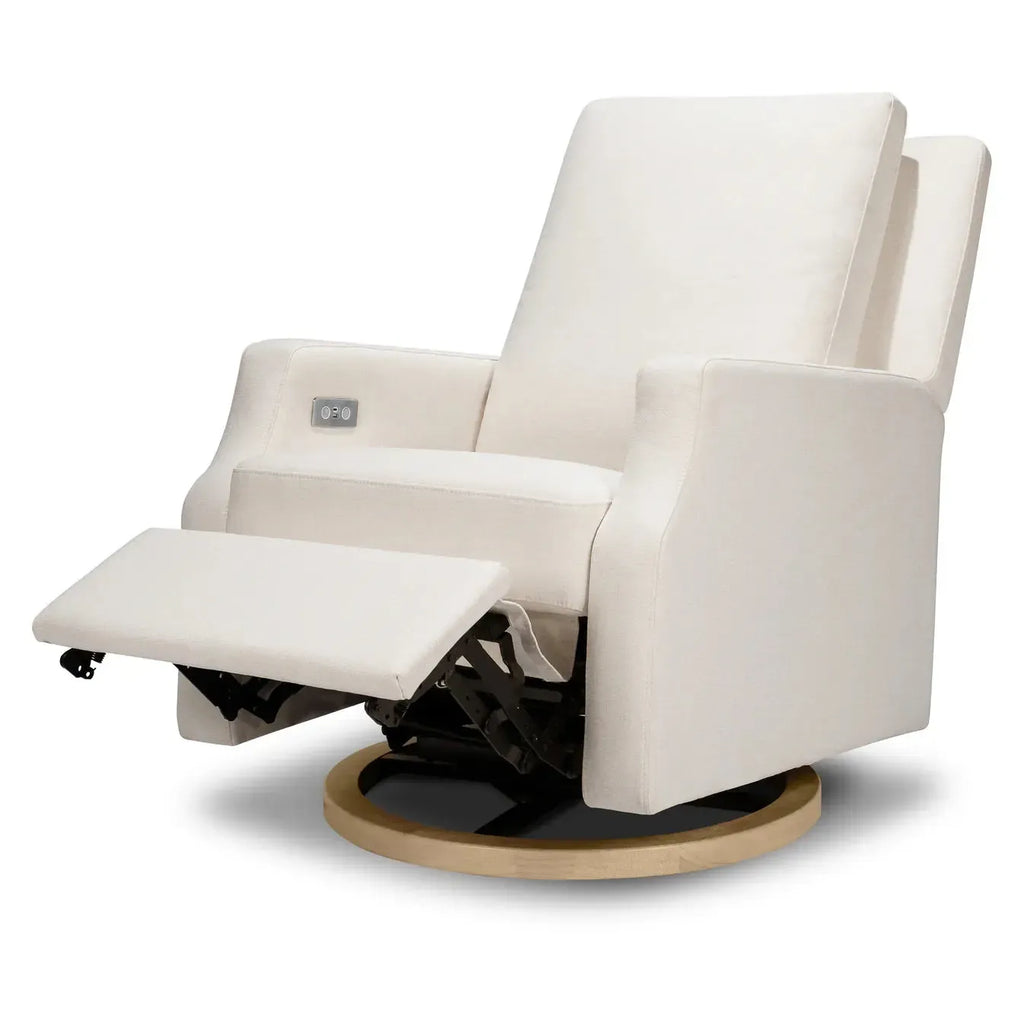 Namesake - Crewe Electronic Recliner and Swivel Glider - Performance Cream + Wood Base-Chairs-Posh Baby