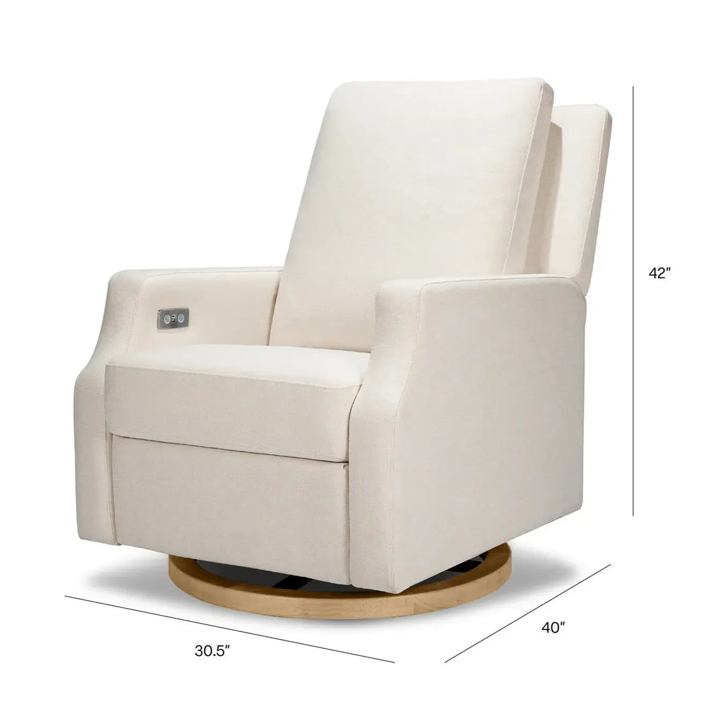Namesake - Crewe Electronic Recliner and Swivel Glider - Performance Cream + Wood Base-Chairs-Posh Baby