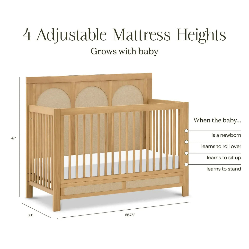 Namesake - Eloise 4-in-1 Convertible Crib - Honey + Performance Sand Eco-Weave-Cribs-Posh Baby