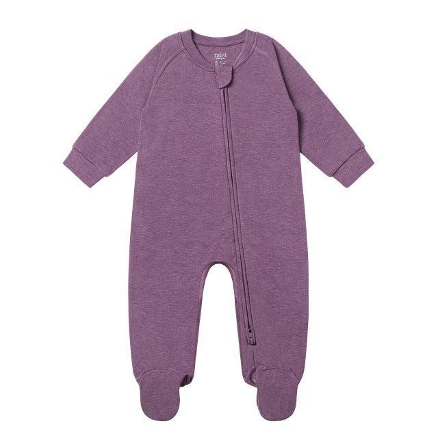 Nest Designs - Long Sleeve Two-Way Zipper Footie - Purple Gumdrop-Footies + Rompers (Basic)-Newborn-Posh Baby