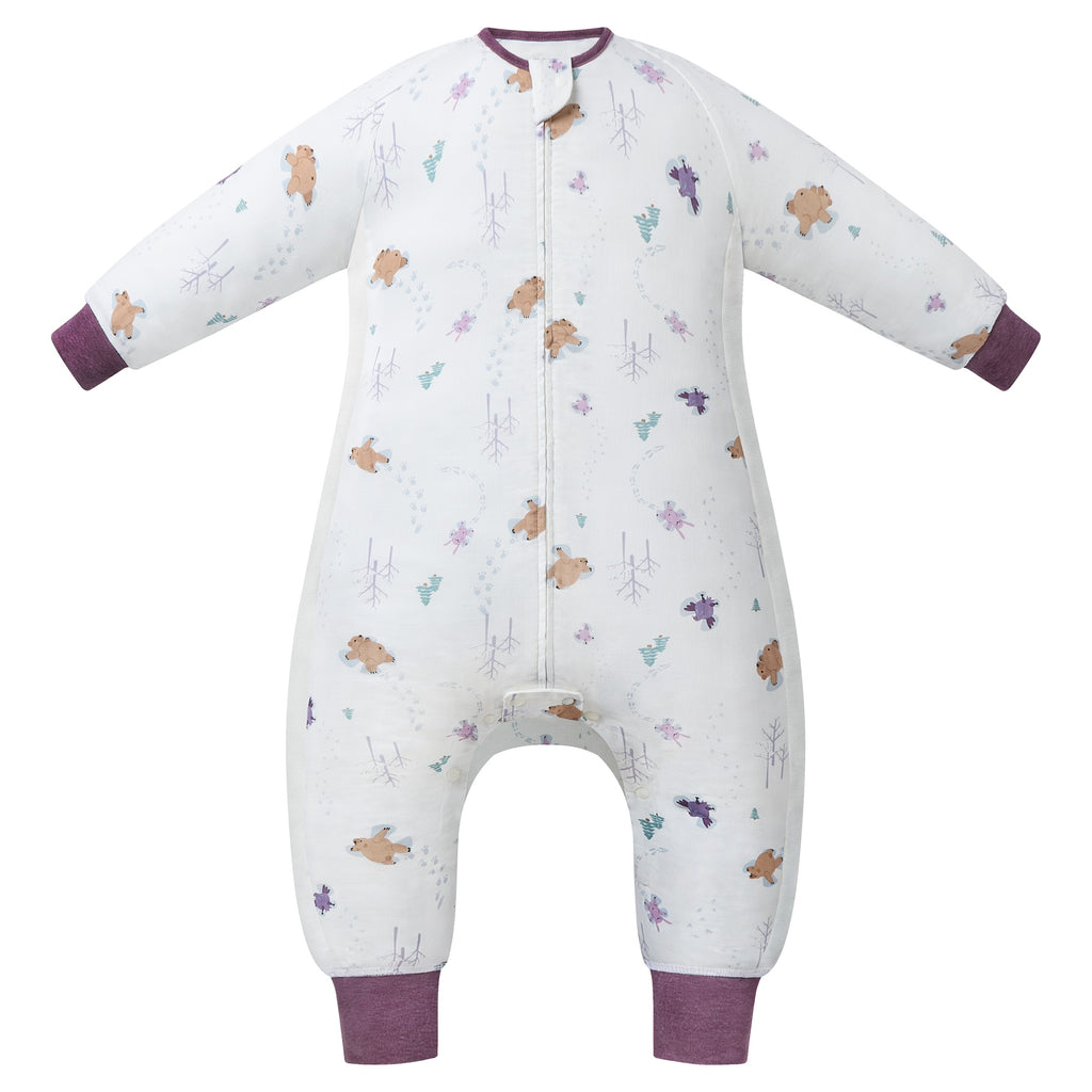 Nest Designs - Organic Long-Sleeve Footed Sleepsack - 1.0 TOG - Snow Angels-Sleep Sacks + Bags-6-18M-Posh Baby