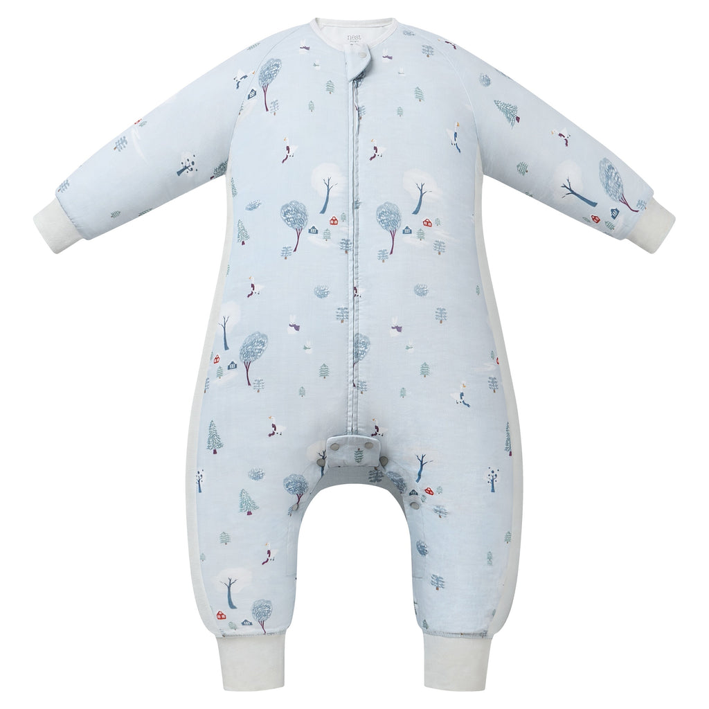 Nest Designs - Organic Long-Sleeve Footed Sleepsack - 1.0 TOG - Snowy Snuggles-Sleep Sacks + Bags-6-18M-Posh Baby