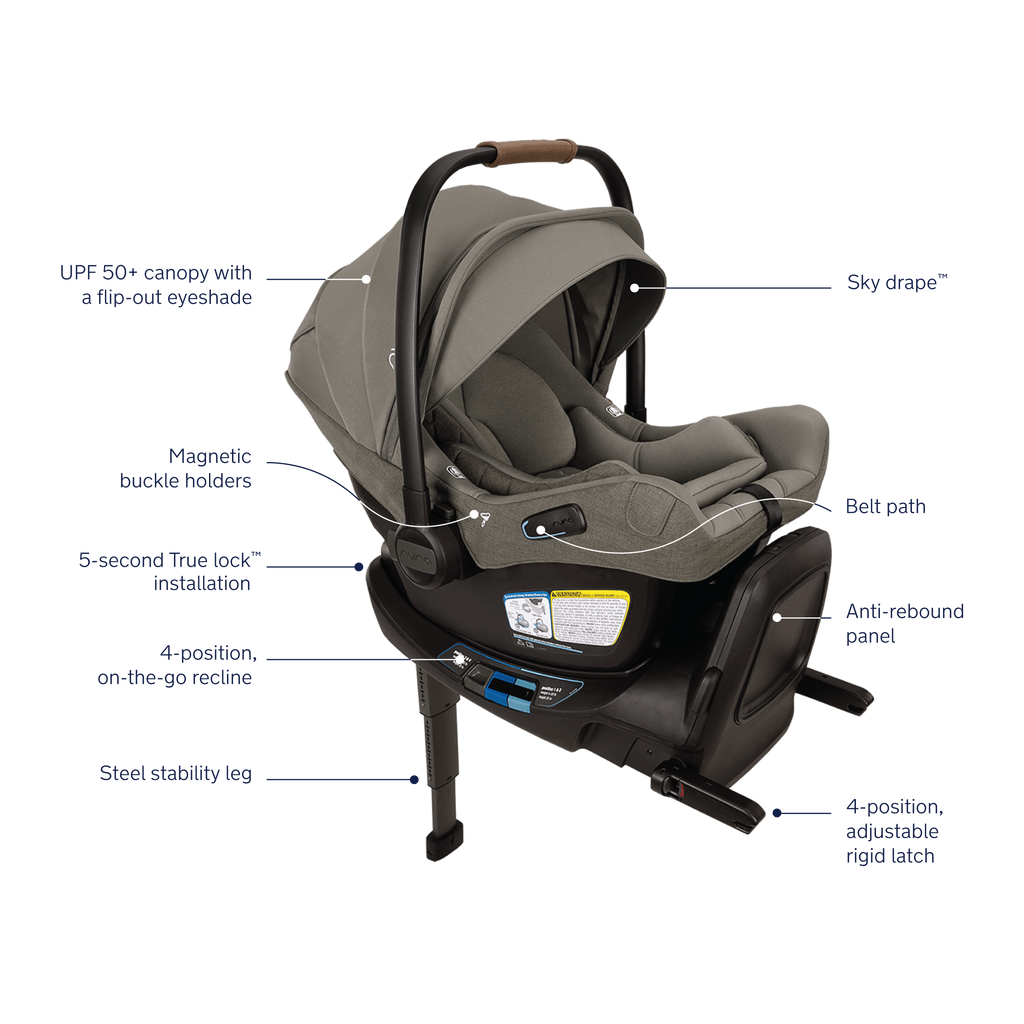 Nuna - NEW Pipa Aire RX Infant Car Seat + Pipa RELX Base - Granite-Infant Car Seats-Posh Baby