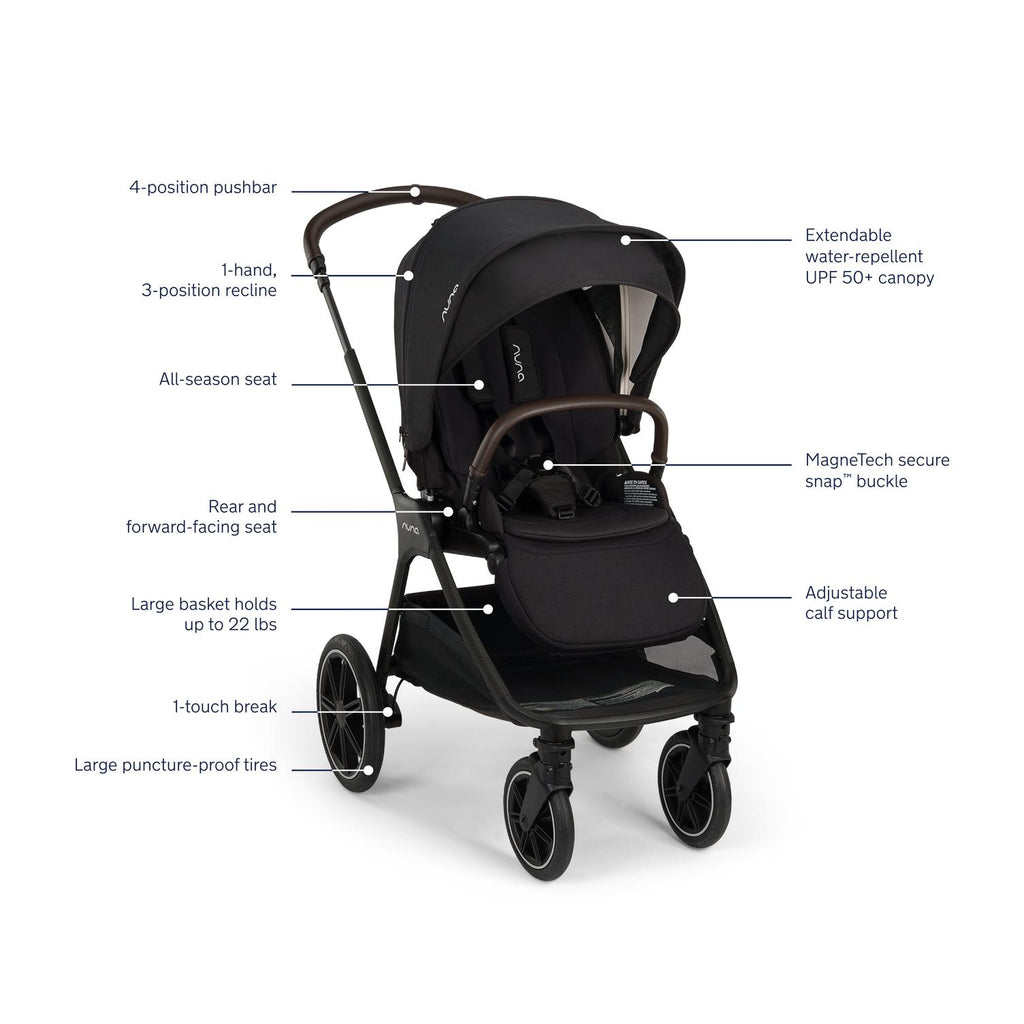 Nuna - Pipa Urbn + TRIV LX Stroller Travel System - Caviar-Car Seat + Stroller Bundles-Posh Baby