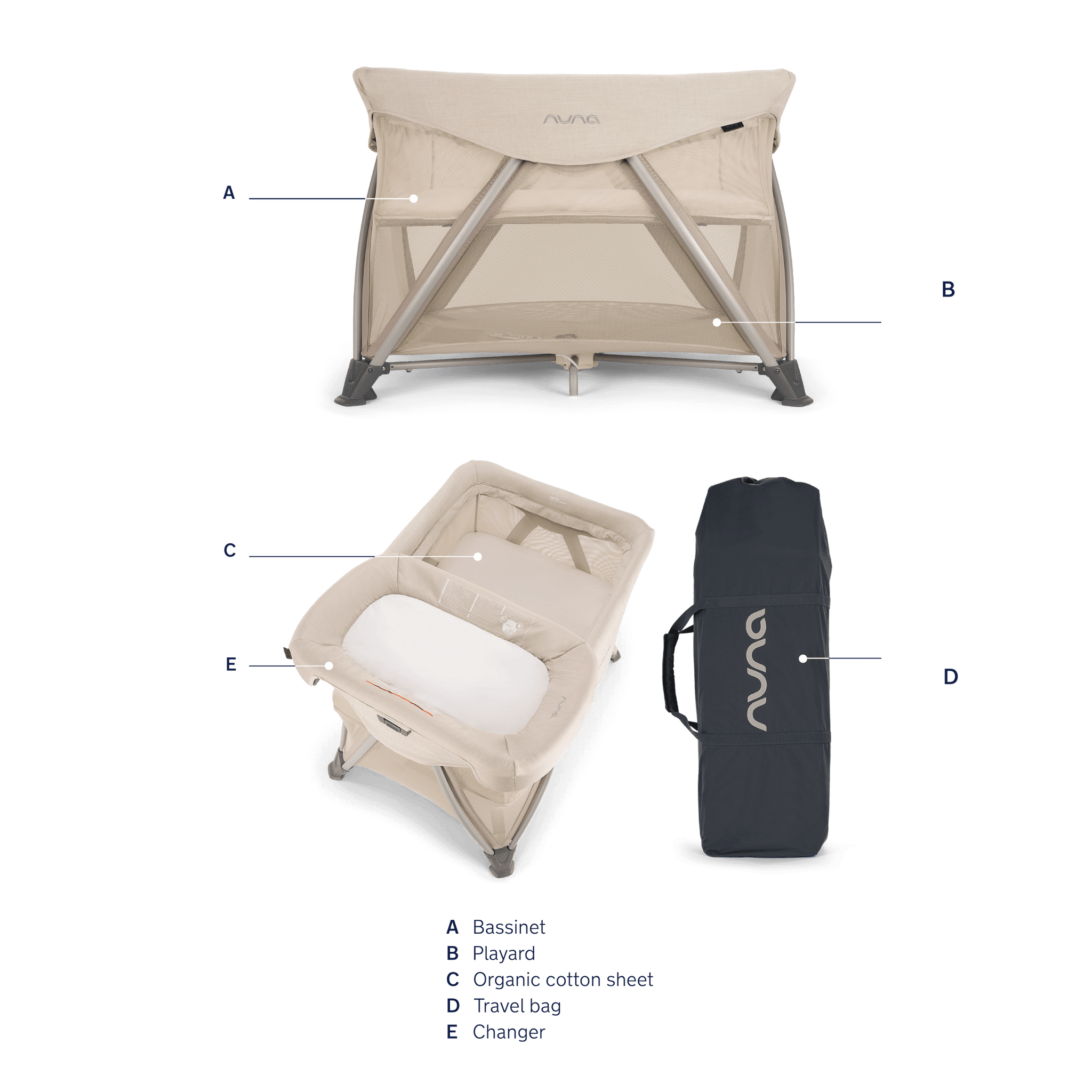 Nuna Sena Aire Zip Off Bassinet Changer Biscotti only 400.00 Posh Baby