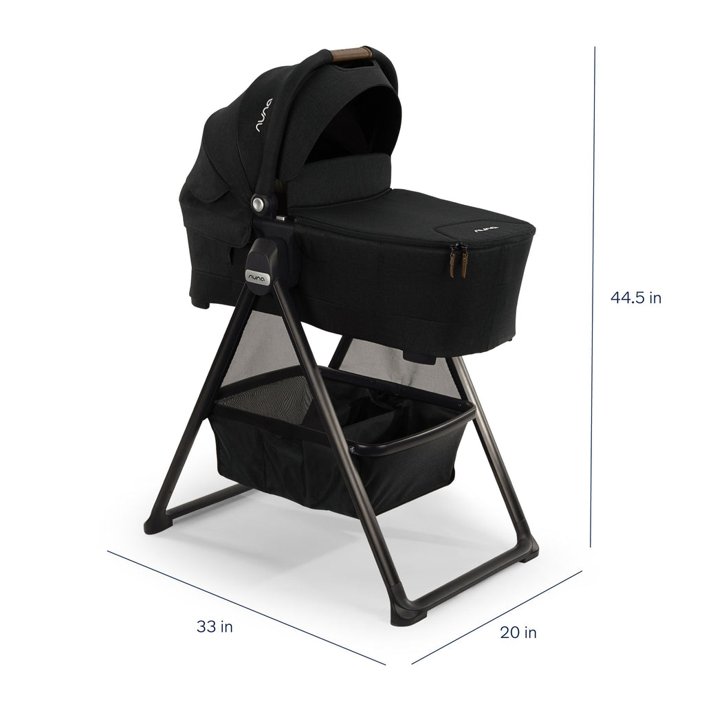 Nuna - SWIV™ & TRIV™ Series Bassinet + Stand - Caviar-Stroller Bassinets + Stands-Posh Baby