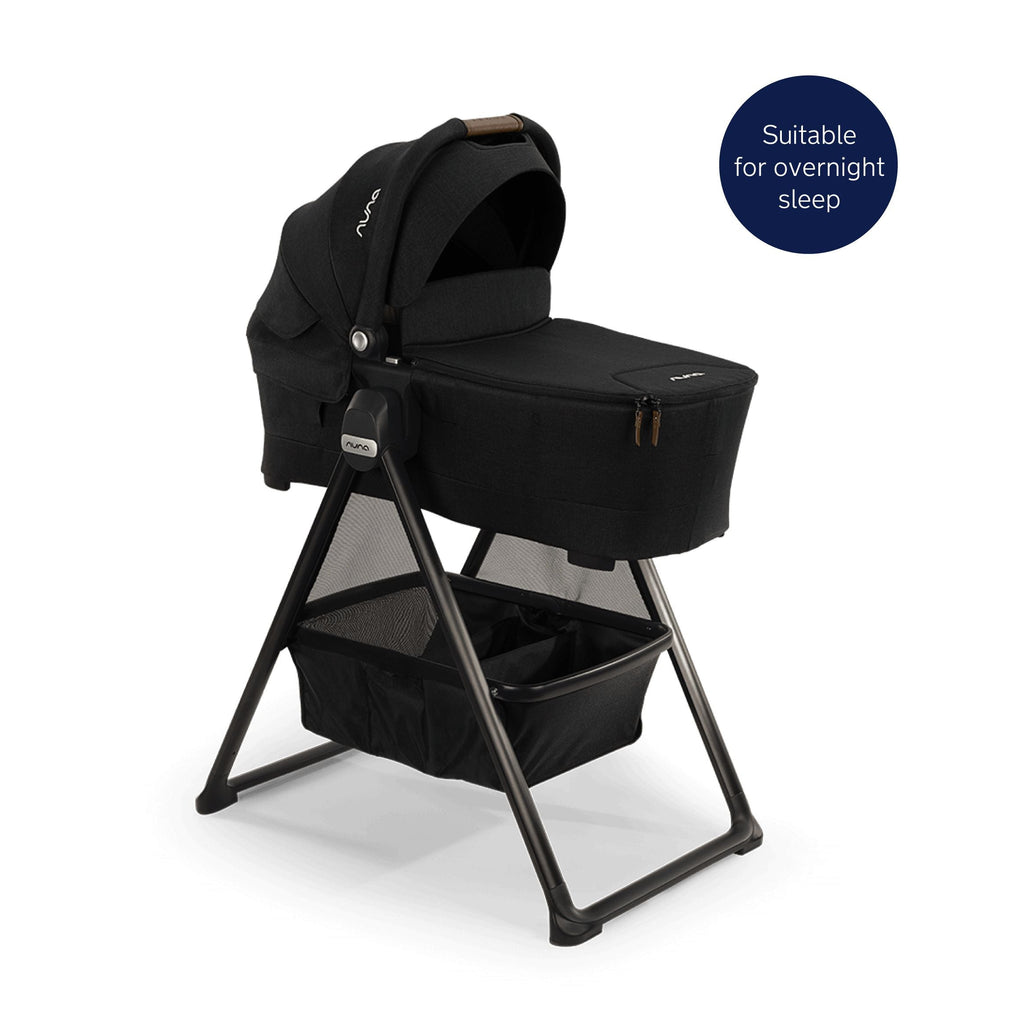 Nuna - SWIV™ & TRIV™ Series Bassinet + Stand - Caviar-Stroller Bassinets + Stands-Posh Baby