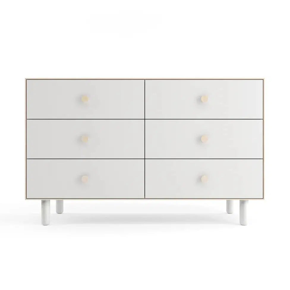 Oeuf - 6 Drawer Dresser - Fawn Base - White + Birch-Dressers + Changing Tables-Posh Baby