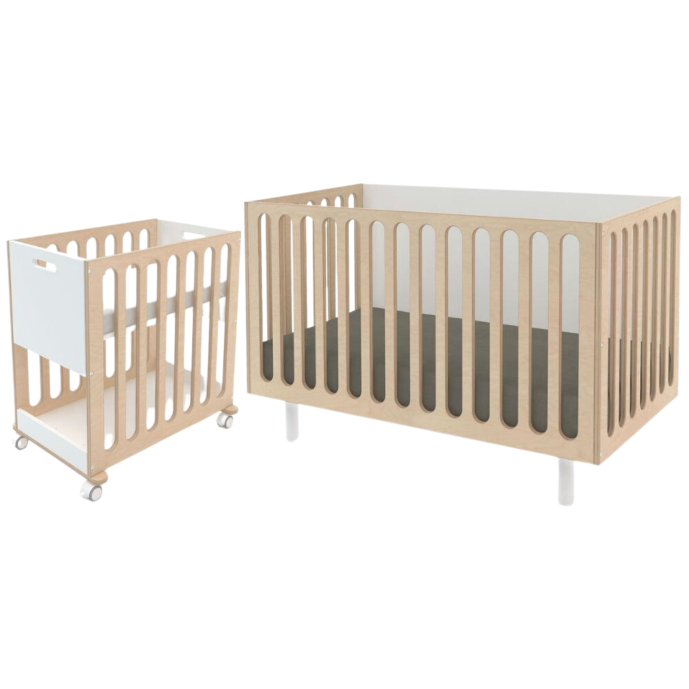 Oeuf - Fawn Crib + Bassinet - Birch + White-Cribs-Posh Baby