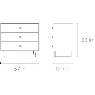 Oeuf - Merlin 3 Drawer Dresser with Rhea Base - White + Walnut-Dressers + Changing Tables-Posh Baby