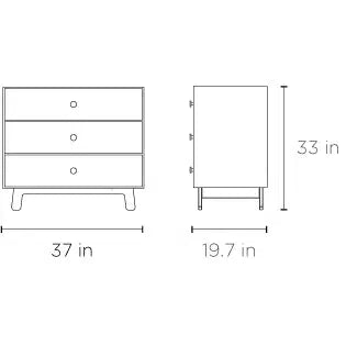 Oeuf - Merlin 3 Drawer Dresser with Sparrow Base - White + Walnut-Dressers + Changing Tables-Posh Baby