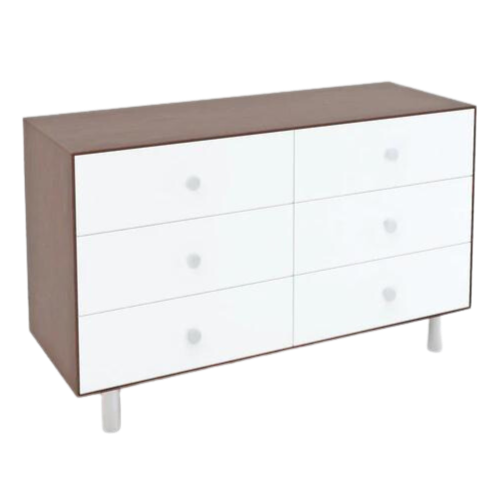 Oeuf - Merlin 6 Drawer Dresser with Classic Base - White + Walnut-Dressers + Changing Tables-Posh Baby