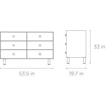 Oeuf - Merlin 6 Drawer Dresser with Classic Base - White + Walnut-Dressers + Changing Tables-Posh Baby