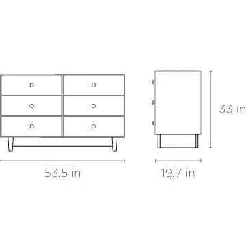 Oeuf - Merlin 6 Drawer Dresser with Rhea Base - White + Birch-Dressers + Changing Tables-Posh Baby