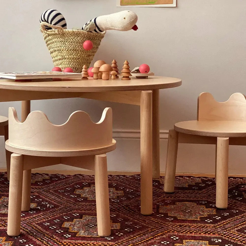 Oeuf - Moss Round Table-Play Table + Chairs-Birch-Posh Baby