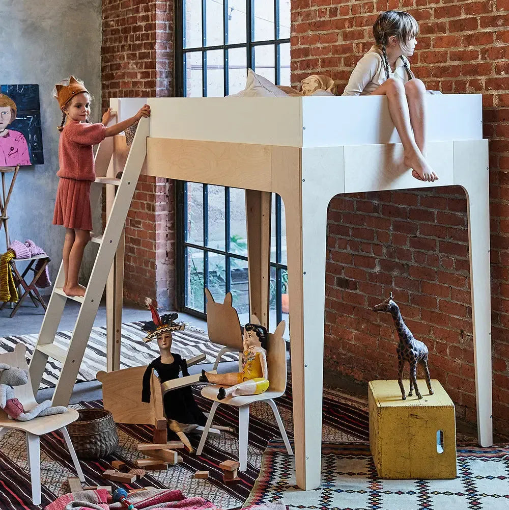 Oeuf - Perch Loft Bed - White + Birch-Bunk Beds-Twin-No Mattress-Posh Baby