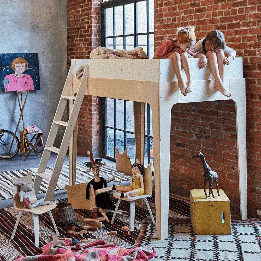 Oeuf - Perch Loft Bed - White + Birch-Bunk Beds-Twin-No Mattress-Posh Baby
