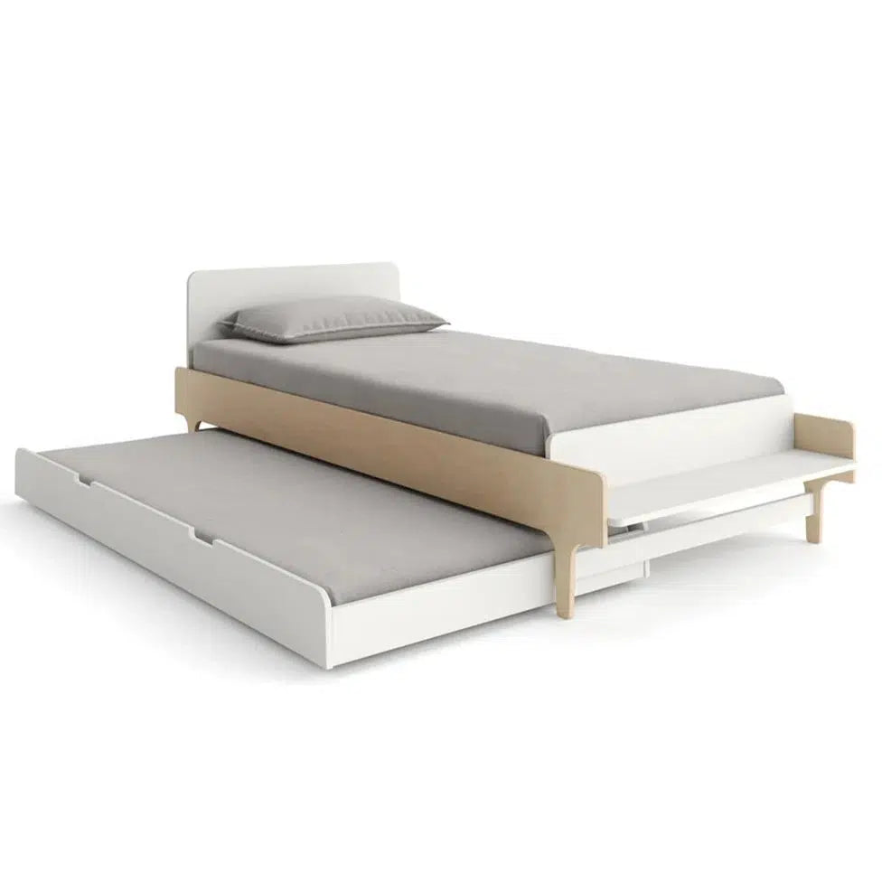 Oeuf - River Twin Bed - White + Birch-Twin Beds-No Rail Needed-Posh Baby