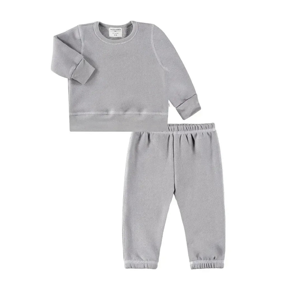 Paige Lauren - Fleece Sweatshirt + Jogger Set - Grey-Sets-3-6M-Posh Baby
