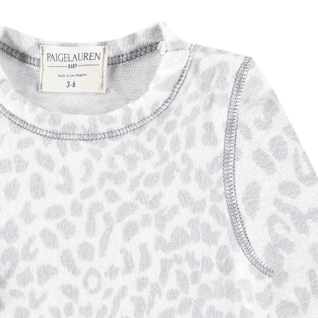 Paige Lauren - Fuzzy Sweatshirt + Jogger Set - Grey Leopard-Sets-3-6M-Posh Baby
