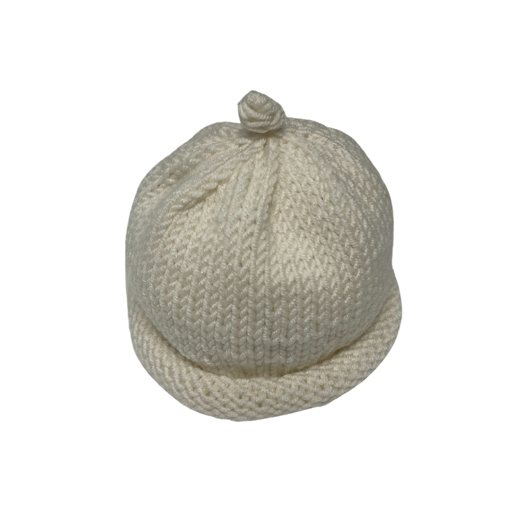 Patricia Oliphant - Hand Knit Baby Hat-Hats-0-6M-Cream-Posh Baby