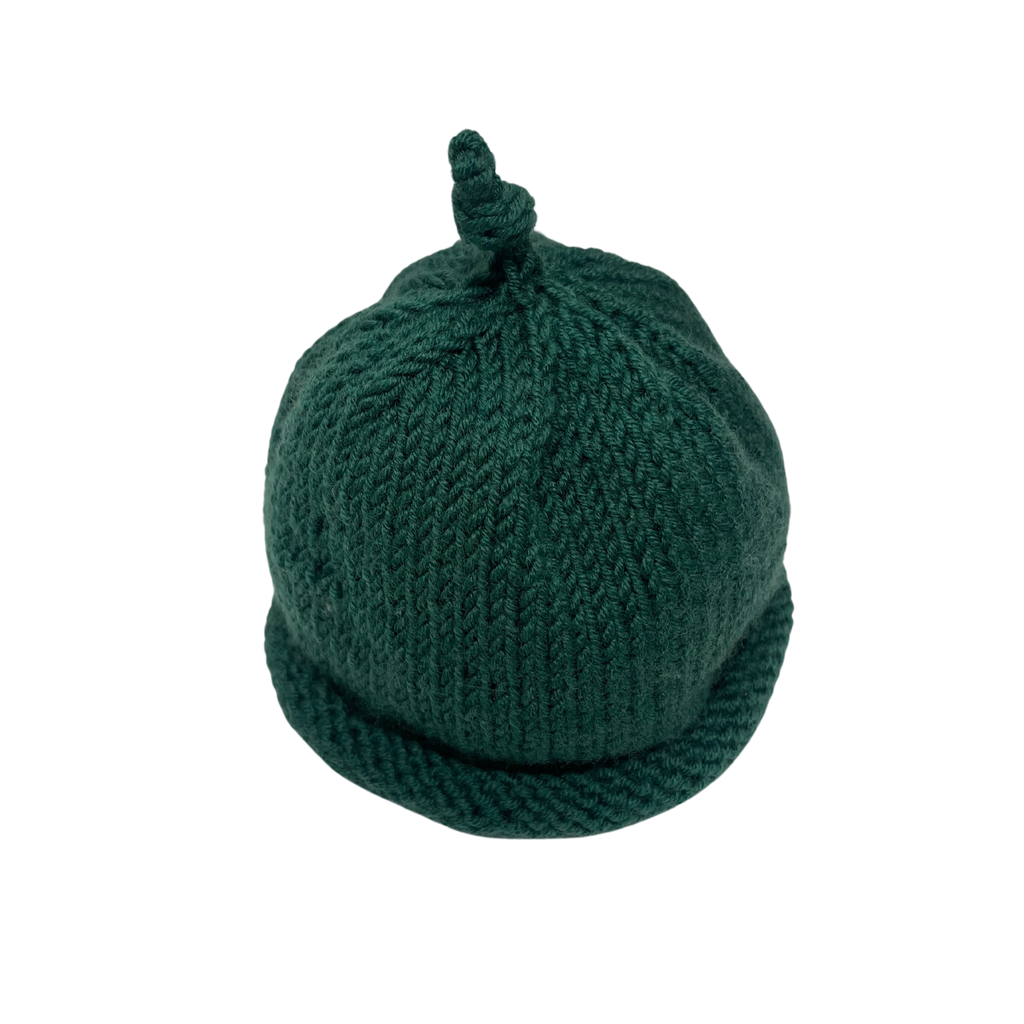 Patricia Oliphant - Hand Knit Baby Hat-Hats-0-6M-Dark Green-Posh Baby