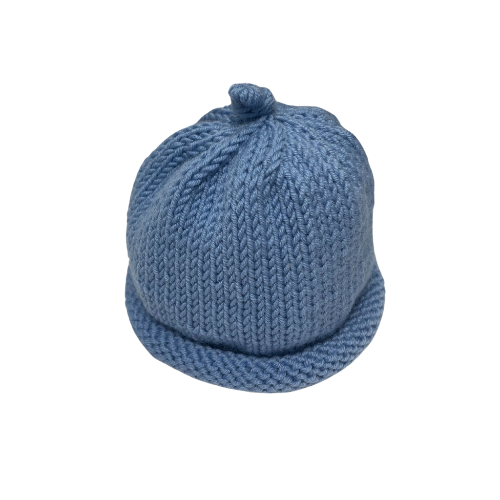 Patricia Oliphant - Hand Knit Baby Hat-Hats-0-6M-Light Blue-Posh Baby