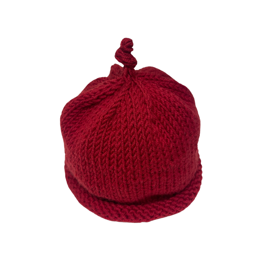 Patricia Oliphant - Hand Knit Baby Hat-Hats-0-6M-Red-Posh Baby