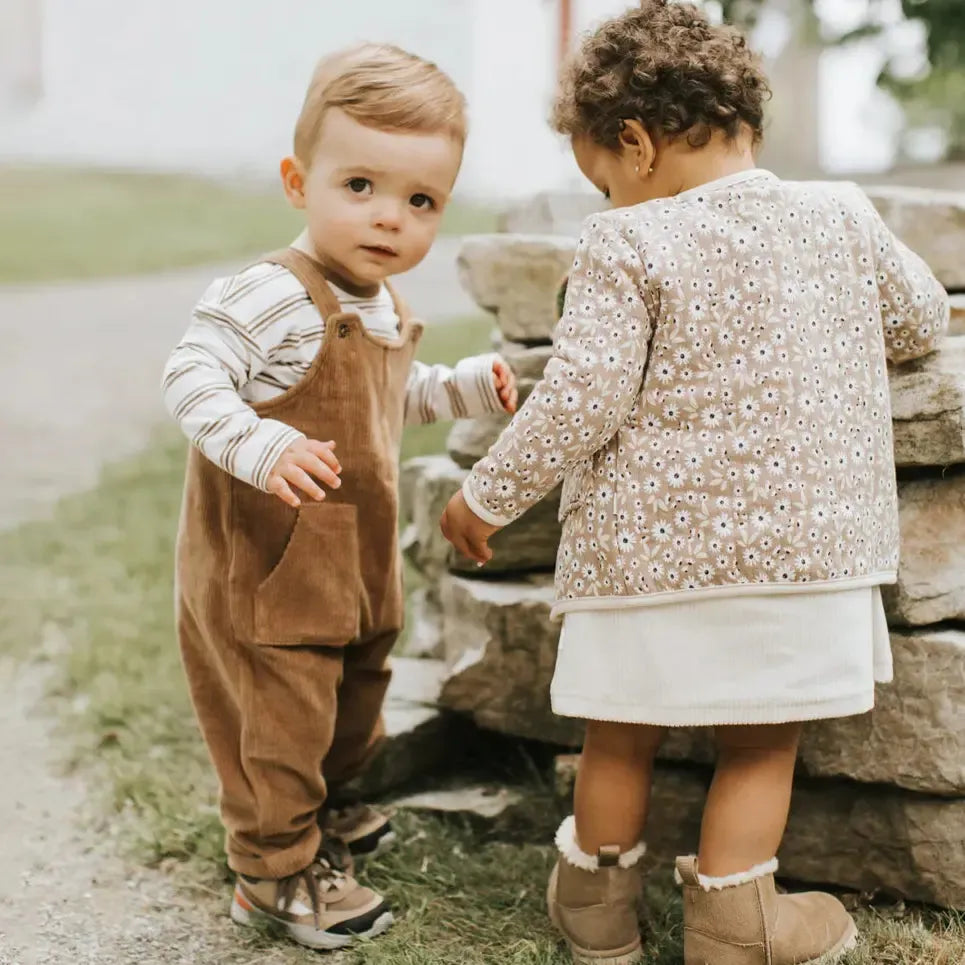 Petit Lem - Organic Cotton Quilted Cardigan - Flowers-Sweaters + Cardigans + Jackets-3-6M-Posh Baby