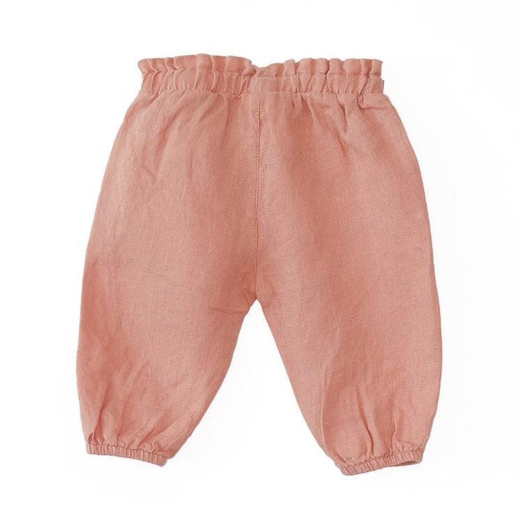 Play Up - Linen Wrap Waist Pants - Coral-Bottoms-0-3M-Posh Baby