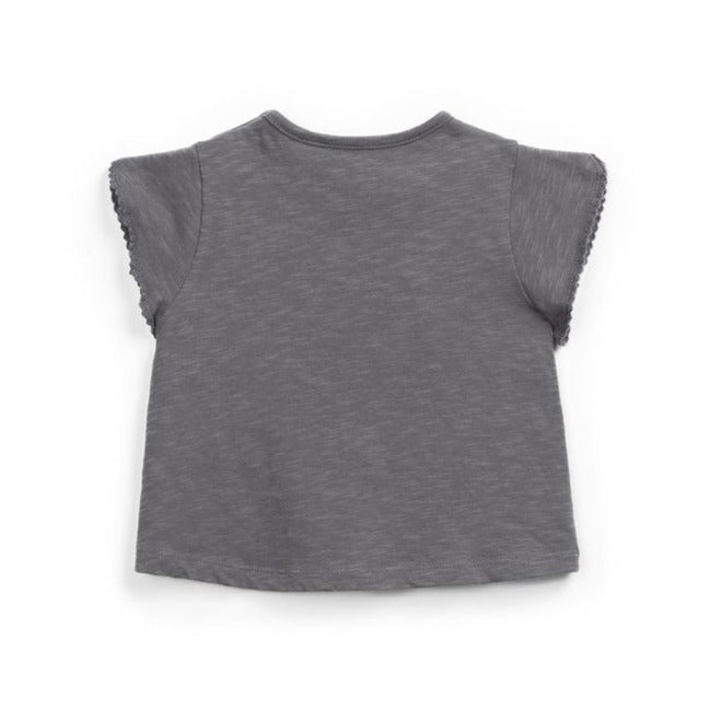 Play Up - Organic Flutter Sleeve T-Shirt - Charcoal-Short Sleeves-0-3M-Posh Baby