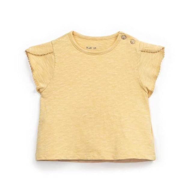 Play Up - Organic Flutter Sleeve T-Shirt - Marigold Yellow-Short Sleeves-0-3M-Posh Baby